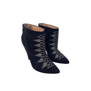 IRO Studded Embellished Suede Leather Black Kimmy Ankle Western Boots 40EU 9.5US